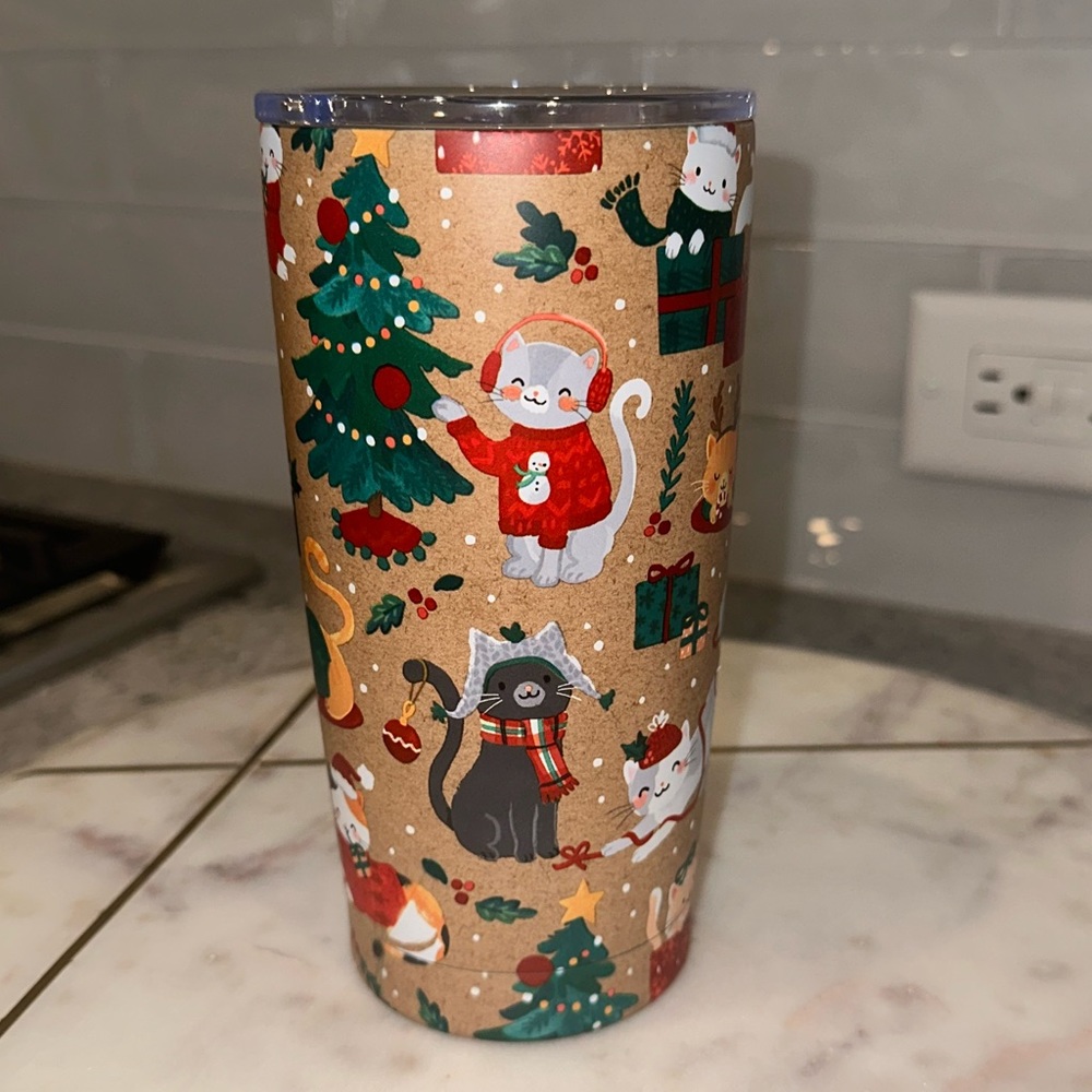 ✨NWT✨ Clementine Paper Inc. Cats & Christmas Holiday Theme Stainless Travel Mug